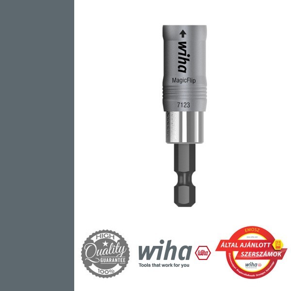 WIHA MagicFlip mágneses bitbefogó csúszó hüvelyes mágnesgyűrűvel, 1/4x62 mm