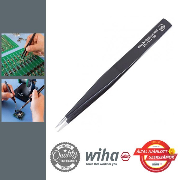 WIHA Professional ESD AA műszerész csipesz, 130 mm