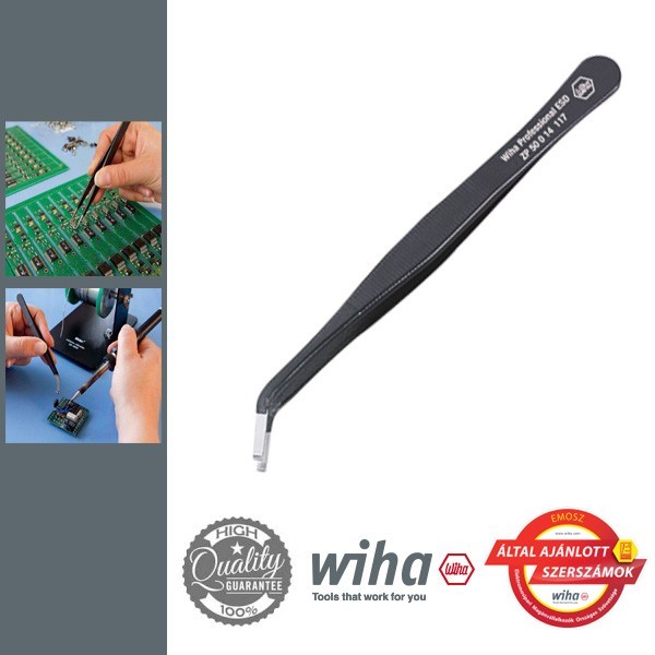 WIHA Professional ESD SMD 59 műszerész csipesz, 117 mm