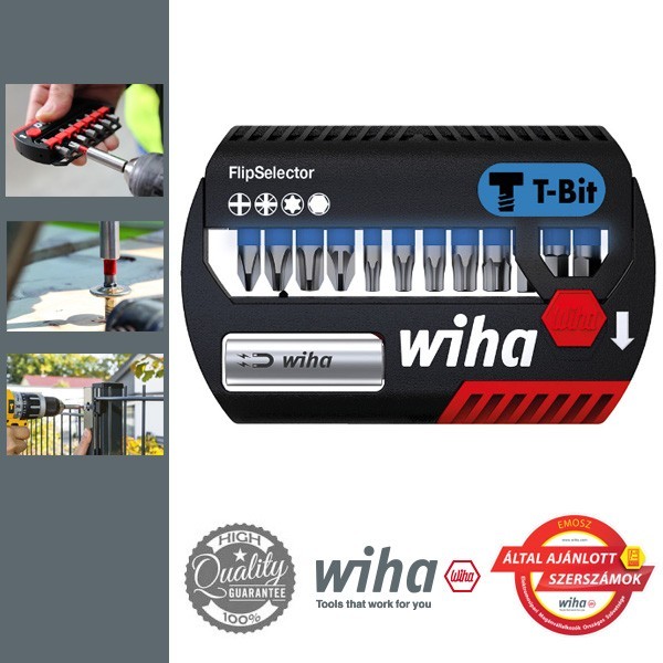 WIHA FlipSelector T-bit készlet 13 db-os, PH, PZ2, Torx, SW
