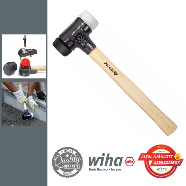 WIHA Cserélhető műanyag/gumi fejes kalapács fehér/fekete 3090g, d80 mm