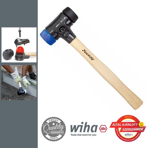 WIHA Cserélhető műanyag/gumi fejes kalapács fekete/kék 300g, d30 mm