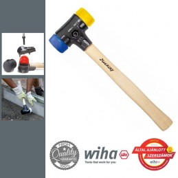 WIHA Cserélhető műanyag/gumi fejes kalapács sárga/kék 300g, d30 mm