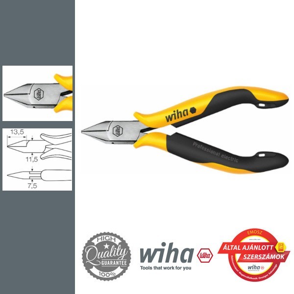WIHA Professional ESD műszerész oldalcsípő fogó - 115 mm, fazettás