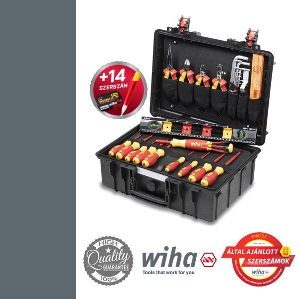 WIHA L villanyszerelő szerszámkoffer - 34+14 részes